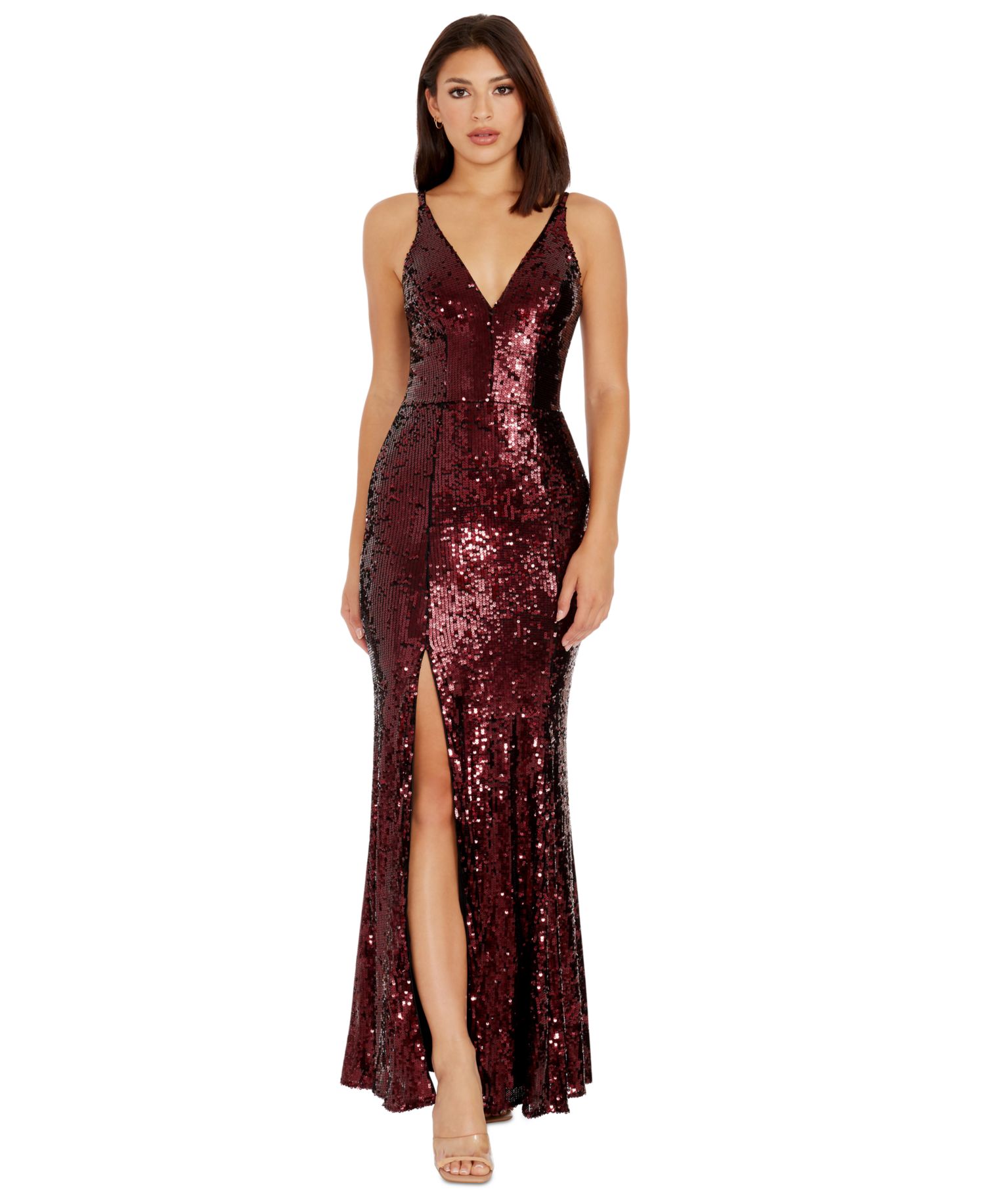 Women's Iris Sequined Side-Slit Gown