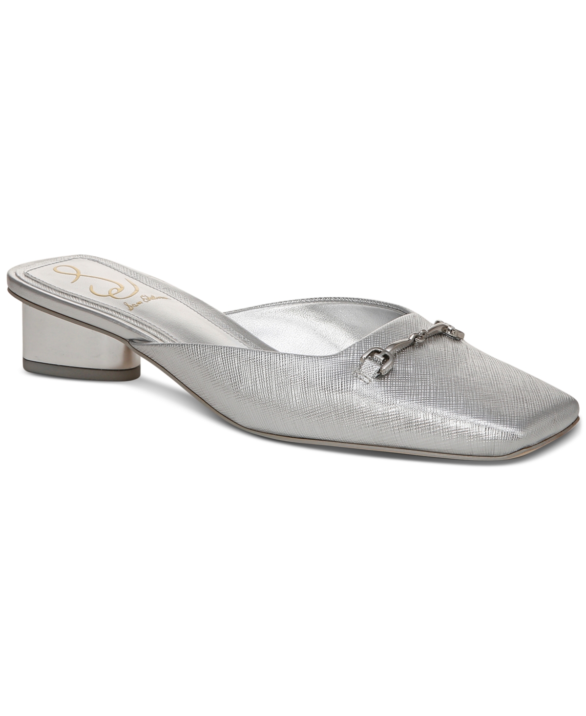 Shop Sam Edelman Women's Ollie Square-toe Mules In Soft Silver