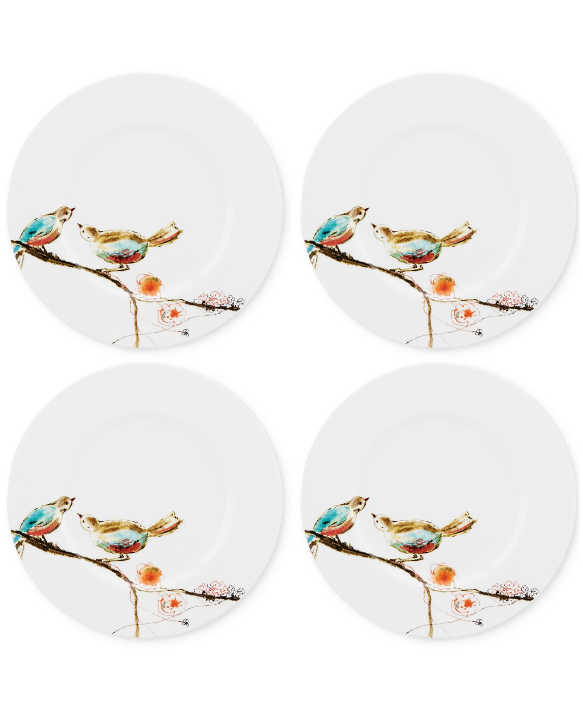 Lenox Chirp Salad Plates, Set Of 4 In White