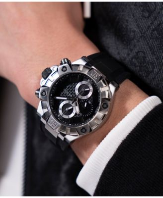 Men's Multi-Function Black Silicone Watch 46mm