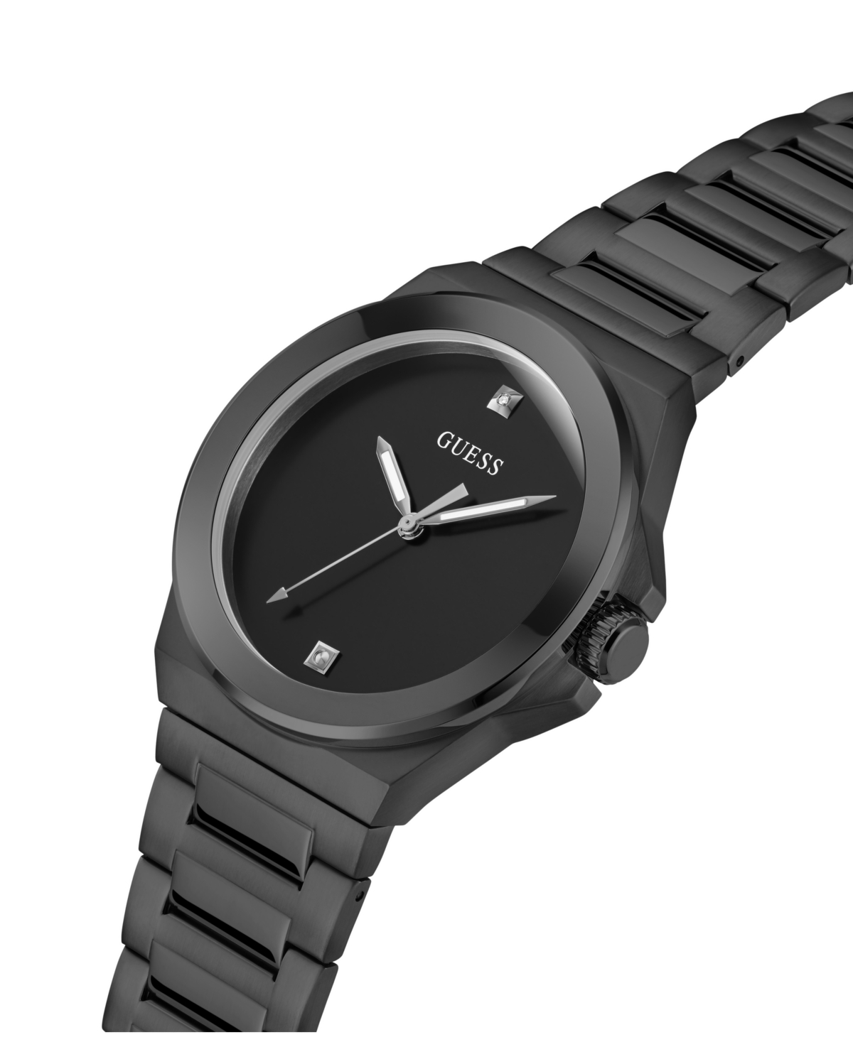 Guess Men's Analog Black Stainless Steel Watch 44mm In Black
