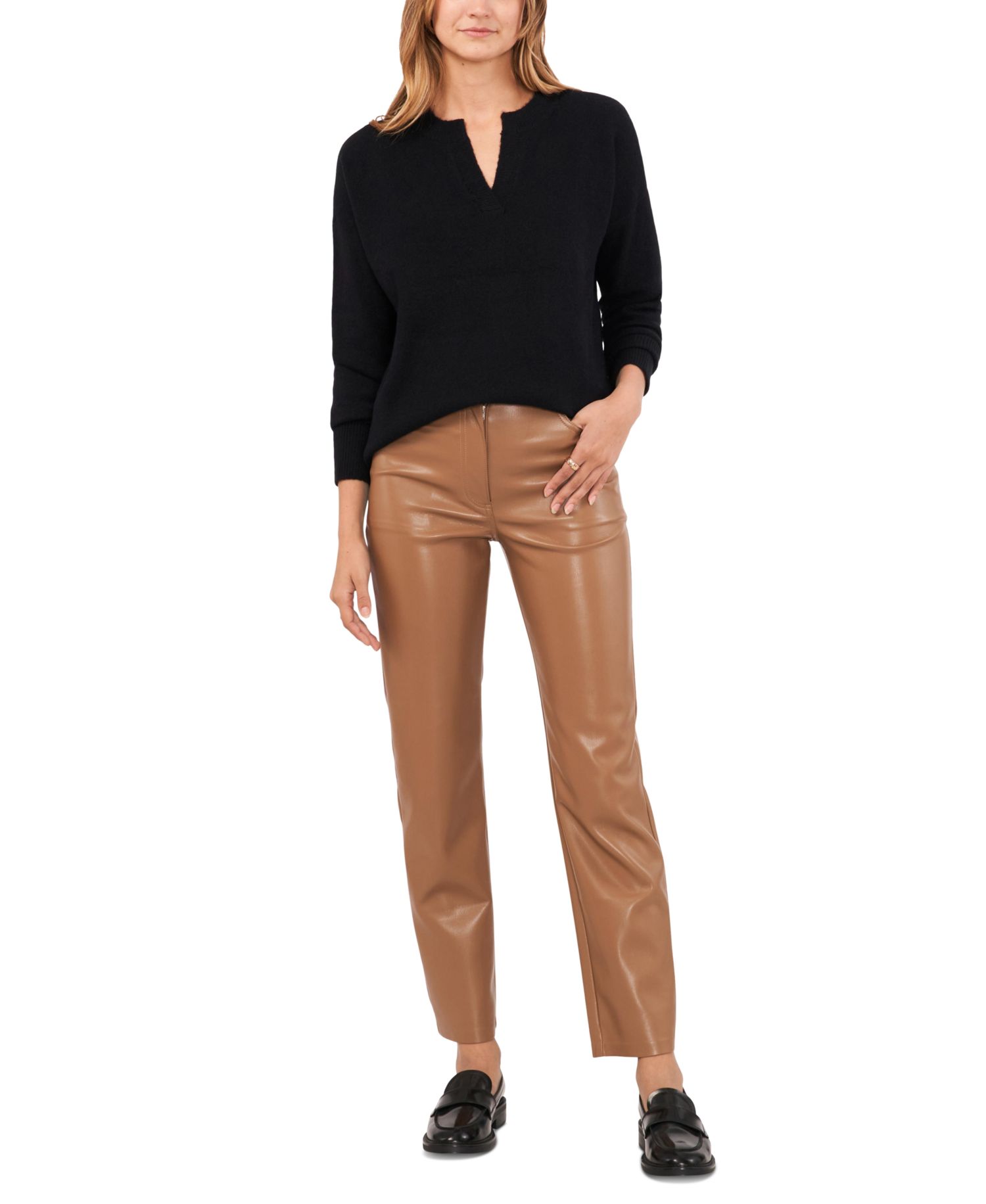 Women's Cozy V-Neck Dropped-Shoulder Sweater