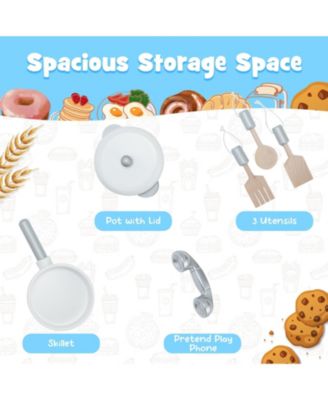 Pretend Play Kitchen Wooden Toy Set for Kids with Realistic Light and Sound