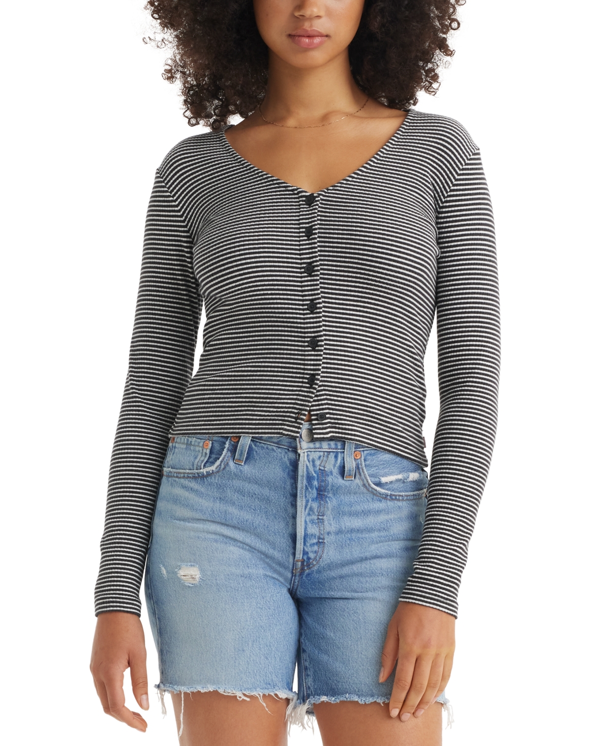 Levi's Muse Long Sleeve T-shirt In Vanilla Stripe