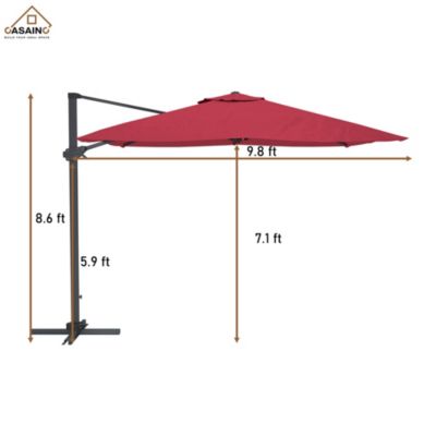 10 FT Square Cantilever Patio Umbrella with Base, Navy Blue