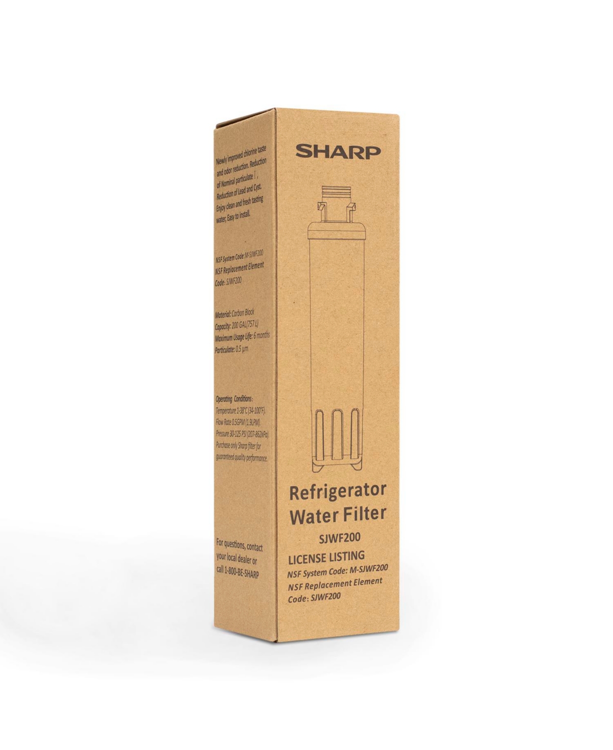 Sharp Replacement Water Filter for SJG2254FS Refrigerator (SJWF200)