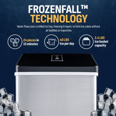 Countertop Clear Ice Maker 40 lbs Daily Output with BPA-Free Easy-Clean Parts for Cocktails and More
