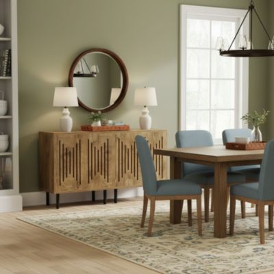 Sideboard Buffet with Storage, 59" Buffet Sideboard Cabinet with Adjustable Shelves