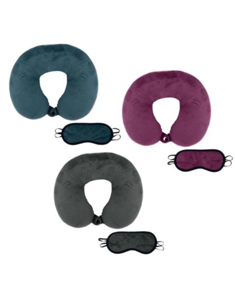 Подушки PURSONIC 3 Memory Foam Travel Pillows with Sleep Masks, цвет: Тёмный зелёный