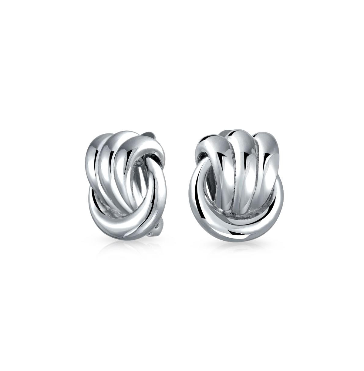Fashion Rope Cable Love Knot Clip-On Earrings Silver Gold Tone Plated For Non-Pierced Ears - Grey