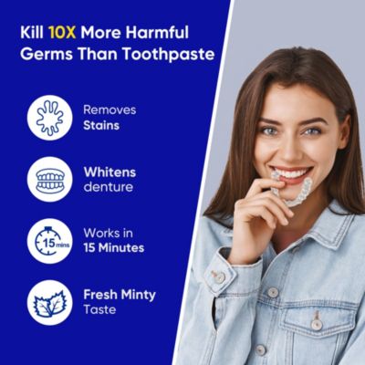 Retainer Cleaner with 120 Denture Cleaning Tablets, Quickly Remove Odors, Discoloration Stains & Plaque from Aligner, Mouth Guard, Night Guard and More Dental Appliances