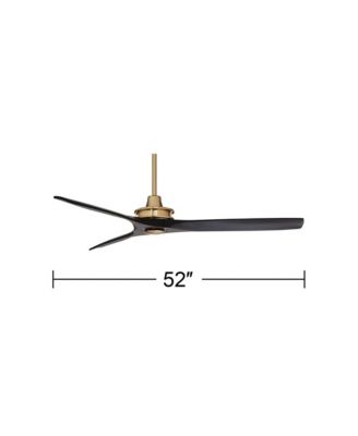 52" Windspun Indoor Ceiling Fan 3 Blade Remote Control Soft Brass Finish Motor Matte Black Finish Wood Blades Bedroom
