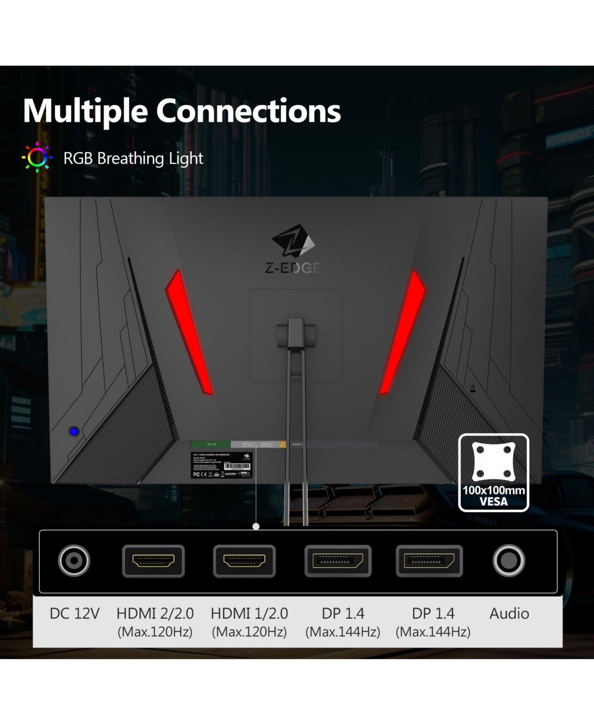 Z-edge inch 2K 2560 x 1440 Qhd 144Hz 1ms Ips Gaming Monitor