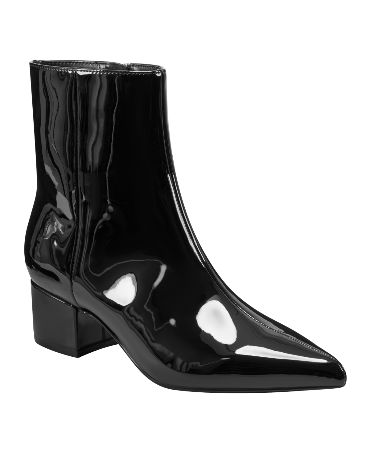 Marc Fisher Gismo Womens Leather Pointed Toe Ankle Boots In Black Patent Leather
