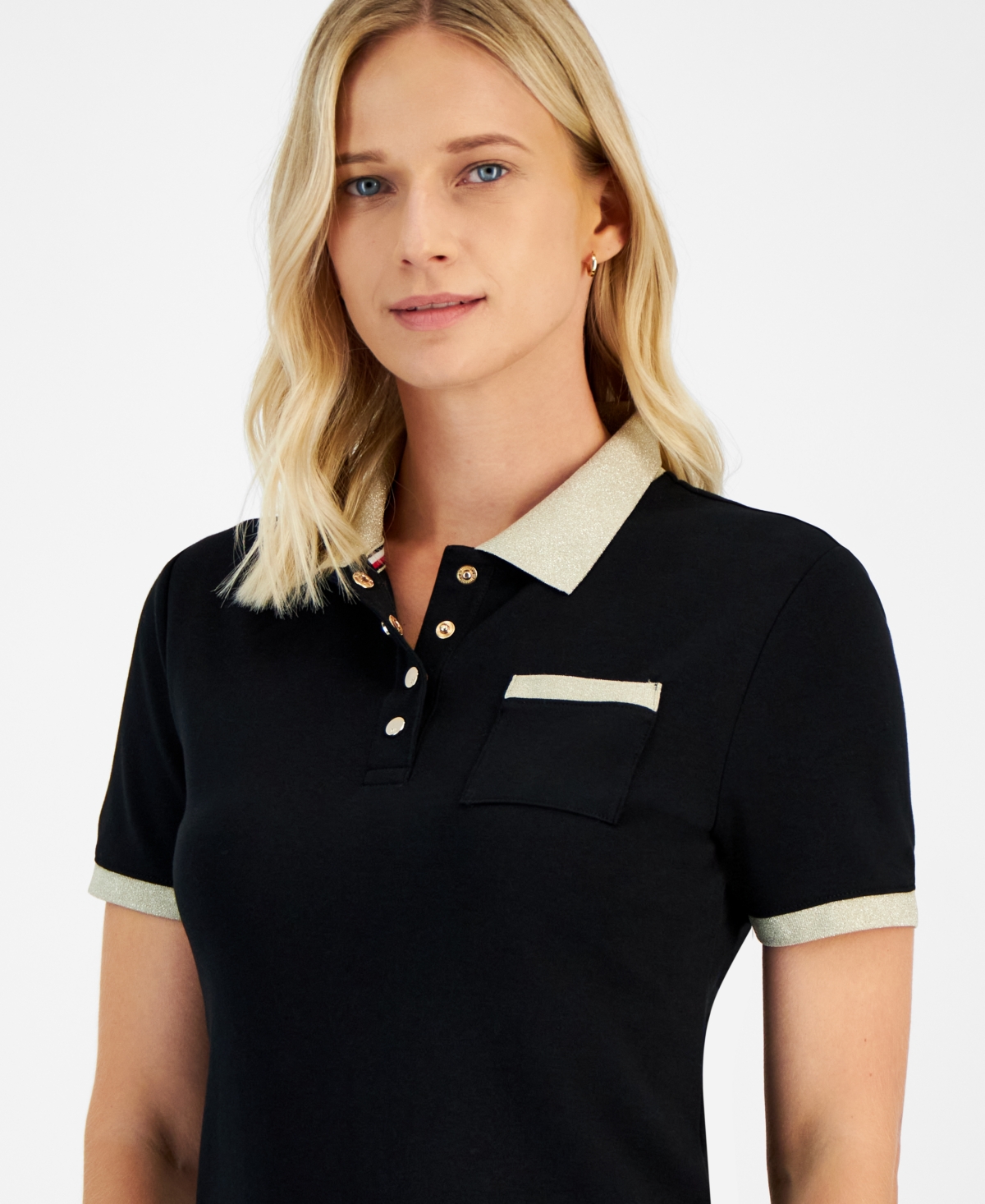 Tommy Hilfiger Women's Cotton Contrast-Trim Polo Top