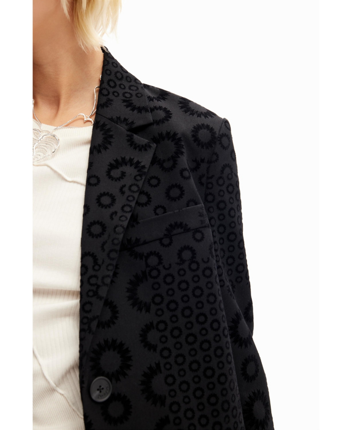 Desigual Women's Geometric flocked blazer