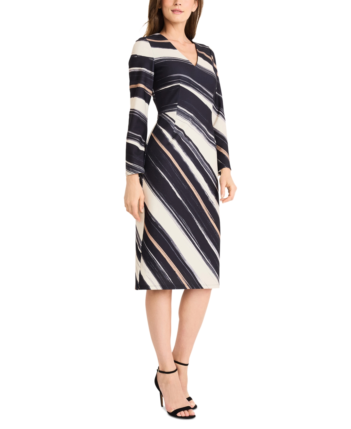 Maggy London Women's Printed Bell-Sleeve Sheath Dress