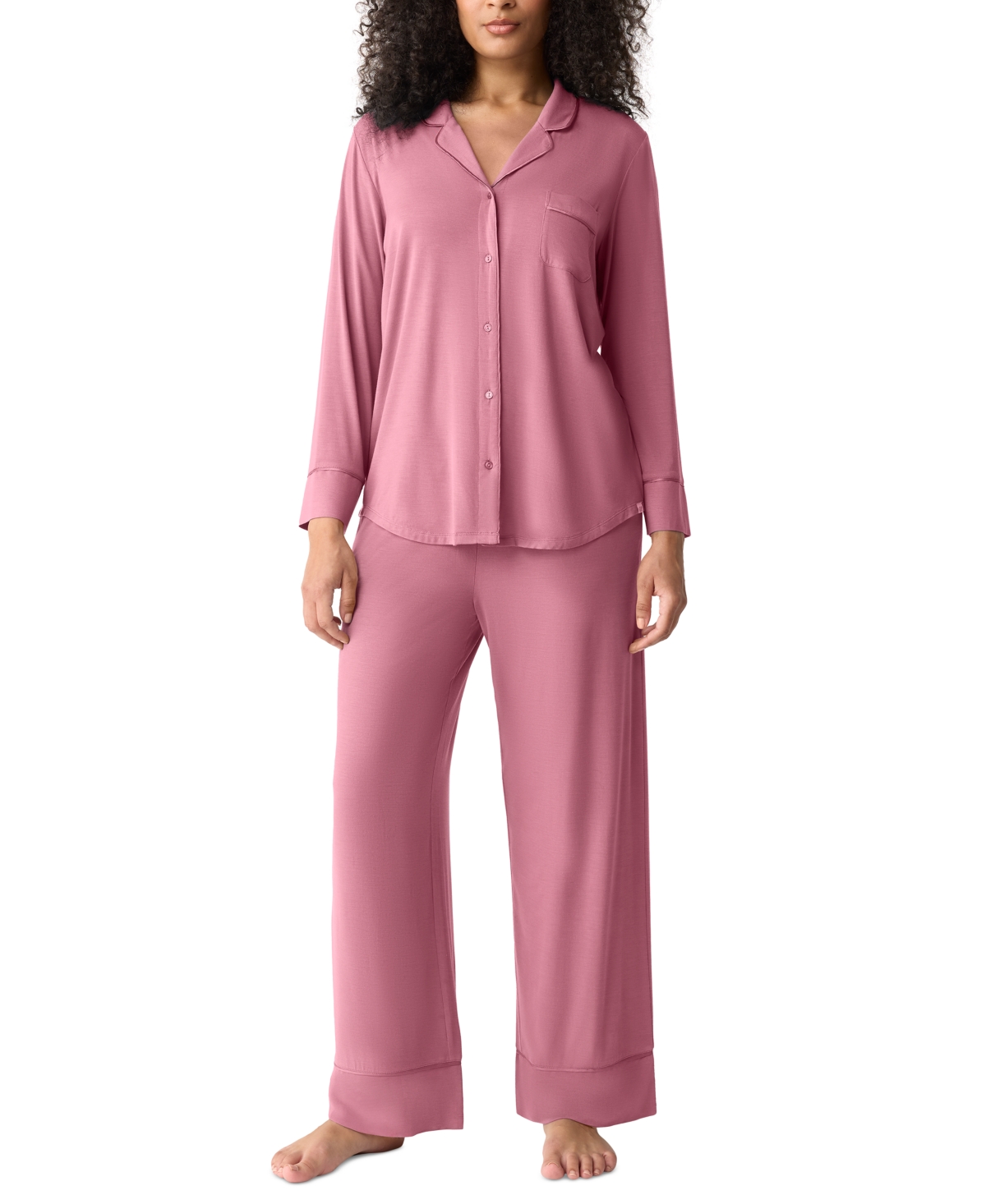 GapBody Women's 2-Pc. Notch Collar Pajama Set - Heather Rose