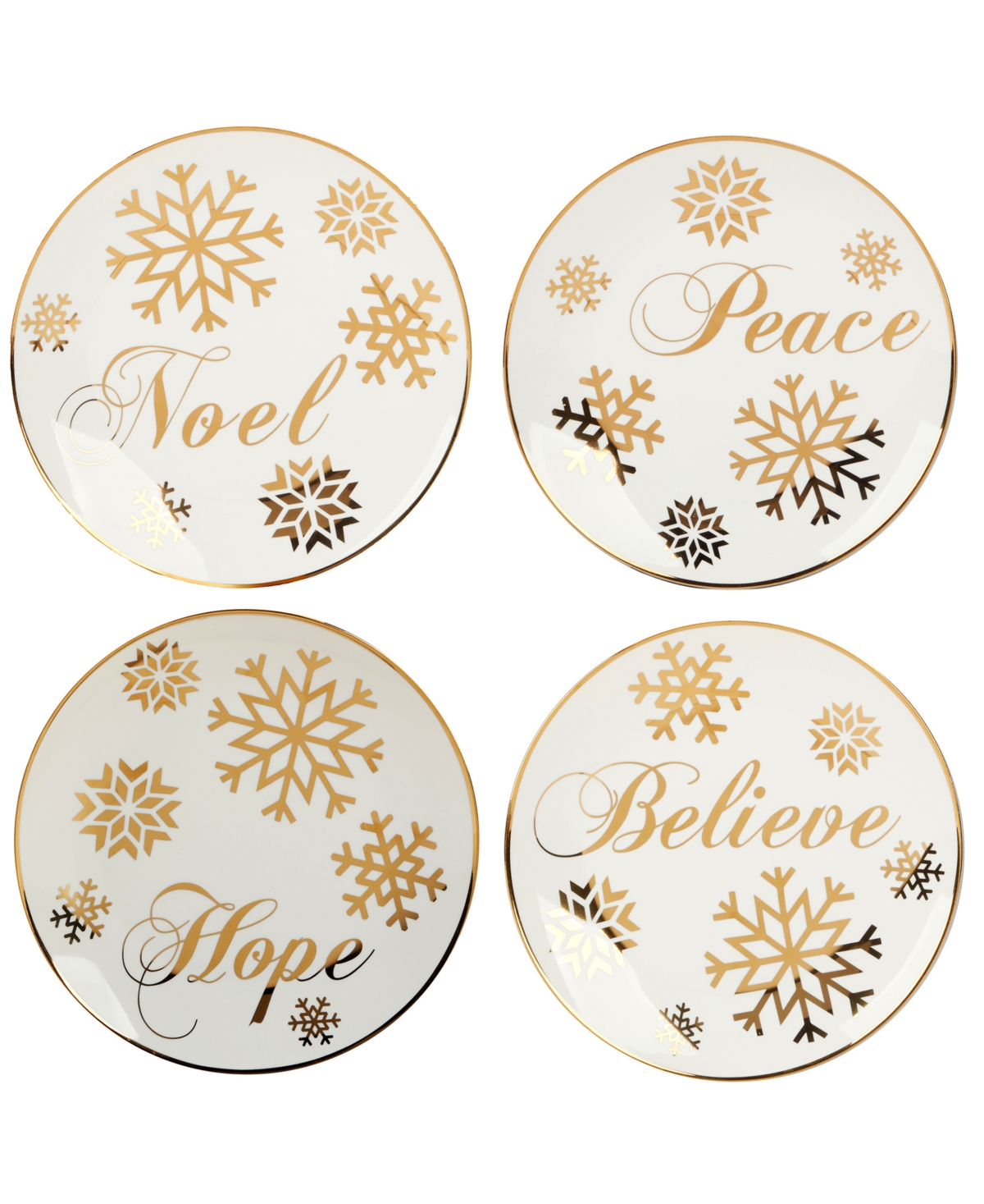 Christmas Glitter Gold Salad Plates, Set of 4 - Multi