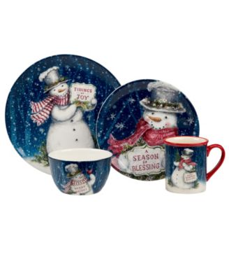 Snowman Greetings 16 Pc. Dinnerware Set, Service for 4