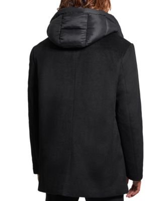 Men's Peacoat with Removable Nylon Hooded Inset