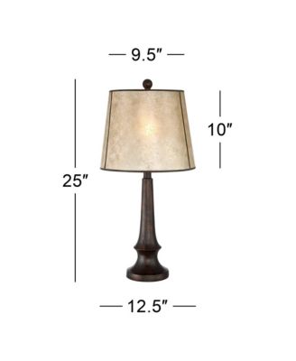 Naomi Industrial Rustic Table Lamp 25" High Aged Bronze Brown Mica Drum Shade for Bedroom Living Room Bedside Nightstand Office