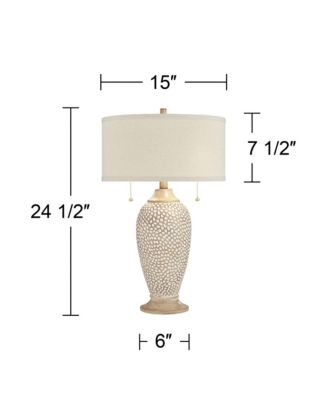 Cody Rustic Farmhouse Table Lamps 24 1/2" High Set of 2 Beige Textured Pebble Drum Shade for Bedroom Living Room Bedside Nightstand House
