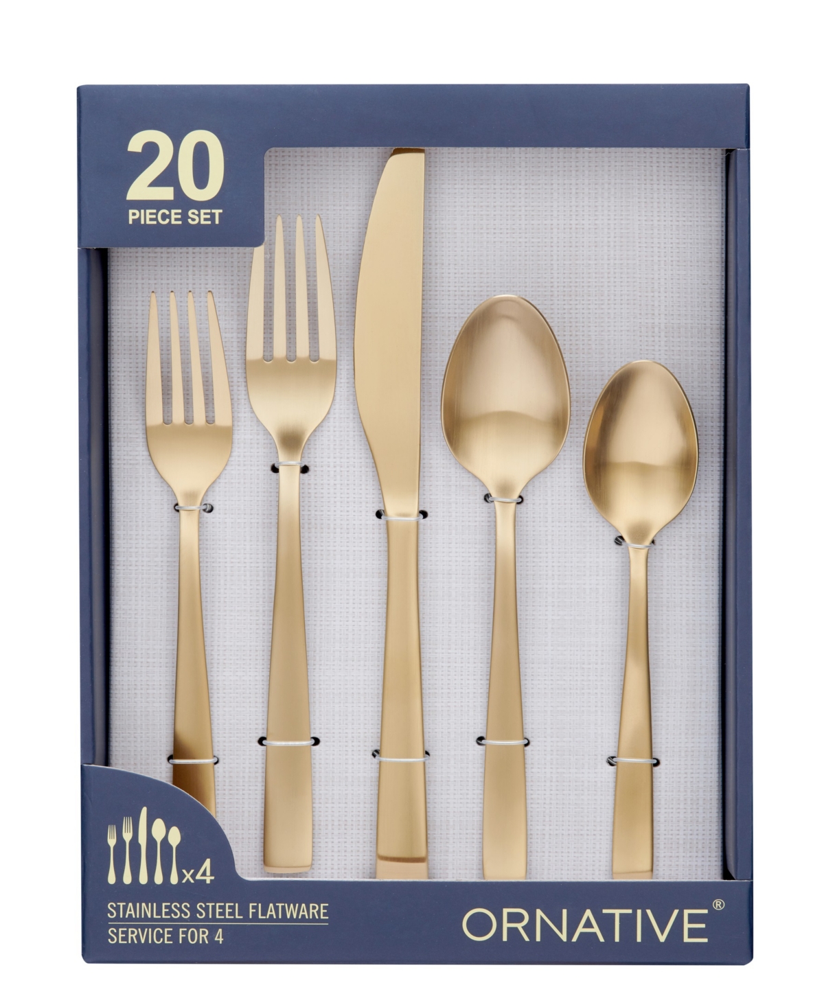 Ornative Lola 20 Piece Flatware Set, Service For 4 In Gold