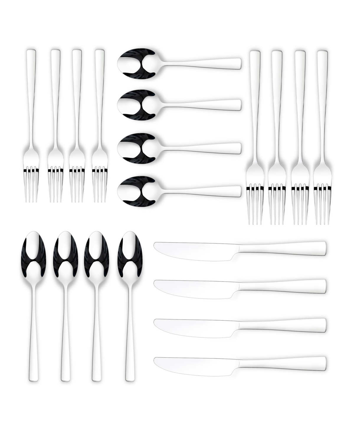 Ornative Adila Mirror Service For 4 20 Piece Flatware Set In Silver