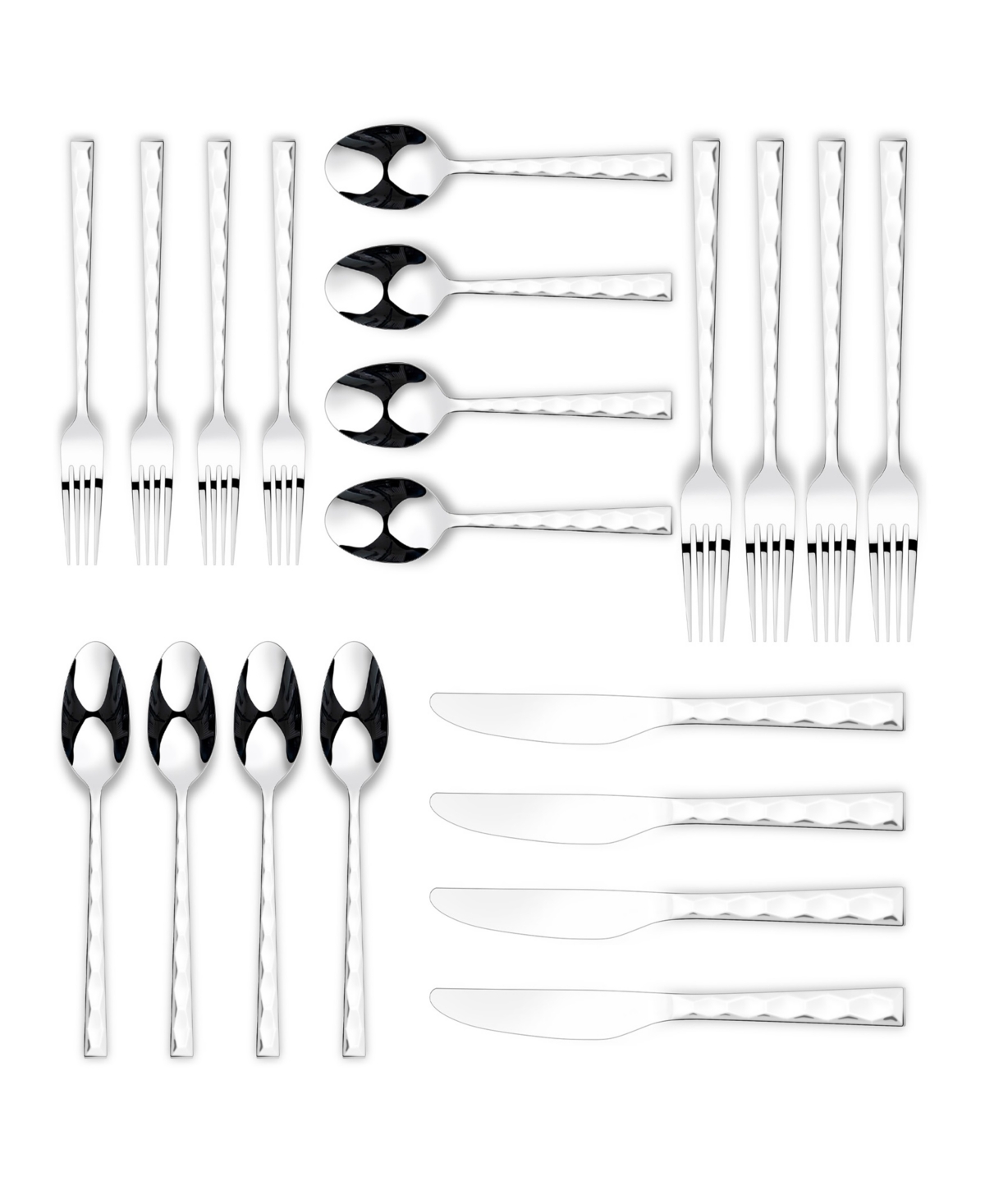 Ornative Rooney Mirror Service For 4 20 Piece Flatware Set In Silver