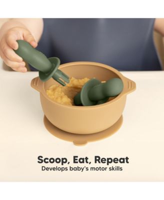 4-Pack Prep Baby Spoons & Forks Set, Self Feeding Baby Utensils 6-18 Months, Silicone BLW Baby Feeding Set, BPA-Free