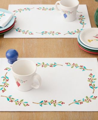 Holly Sprig Holiday Placemats, Set of 4