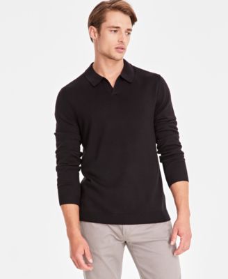 Alfani - Men's Regular-Fit Sweater-Knit Johnny Collar Polo Shirt