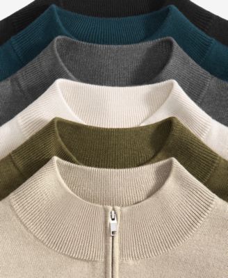 Men's Long-Sleeve Half-Zip Merino Sweater, Created for Macy's