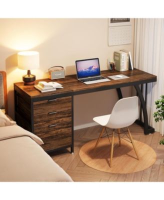 Computer Desk with Reversible Drawers, 59-Inch PC Desk for Home Office