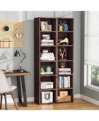 70.9 Inch Tall Narrow Bookcase, Rustic Corner Bookcase with Storage, 6 Tier Cube Display Shelves for Home Office