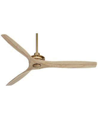 52" Windspun Modern Indoor Ceiling Fan 3 Blade Remote Control Soft Brass Finish Natural Wood Blades Bedroom Living Room