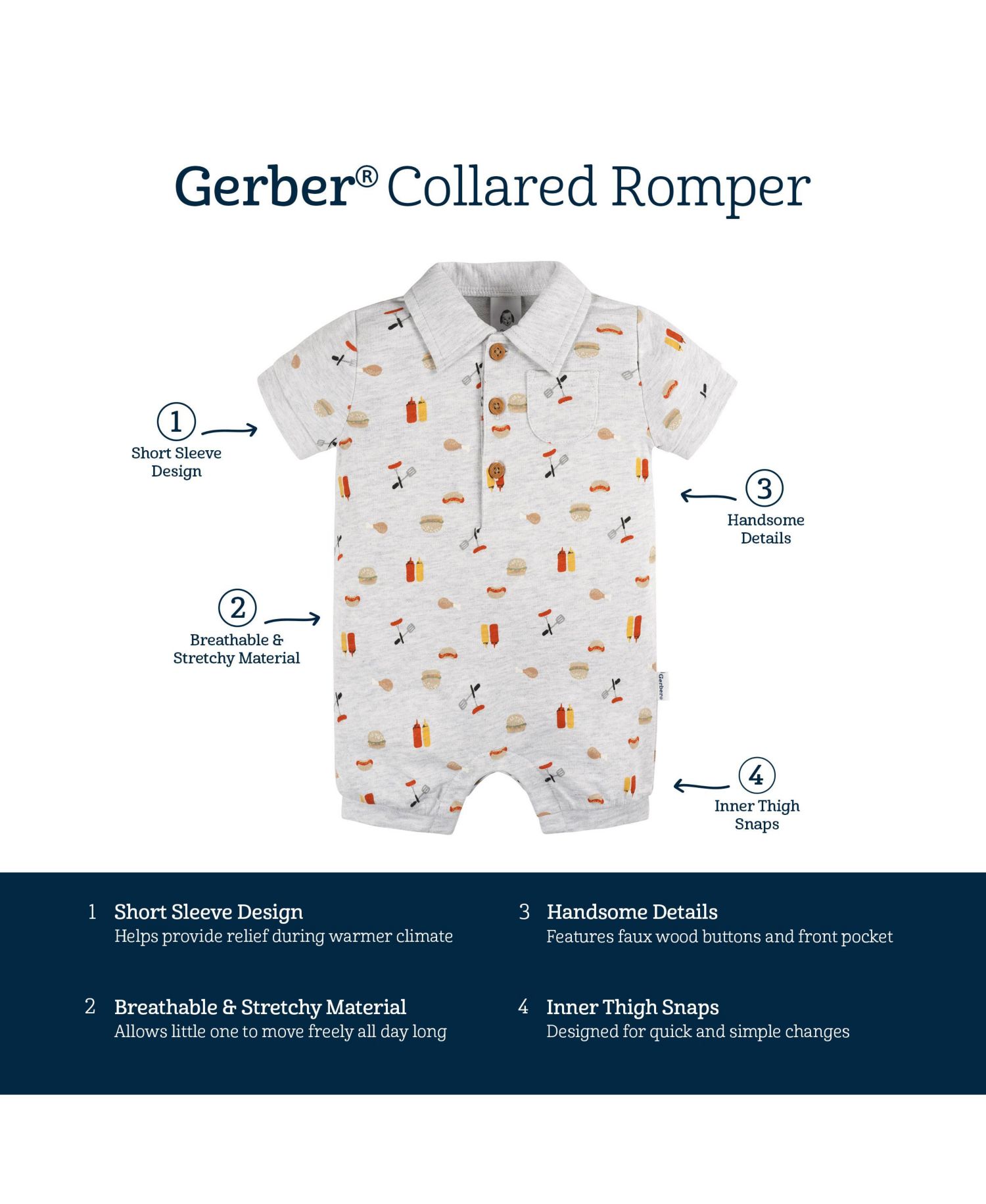 Baby Girls Collared Romper