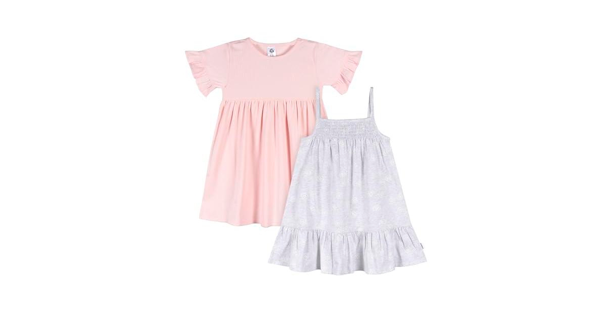 Gerber Toddler Girls Short Sleeve and Sleeveless Dress, 2 Pack