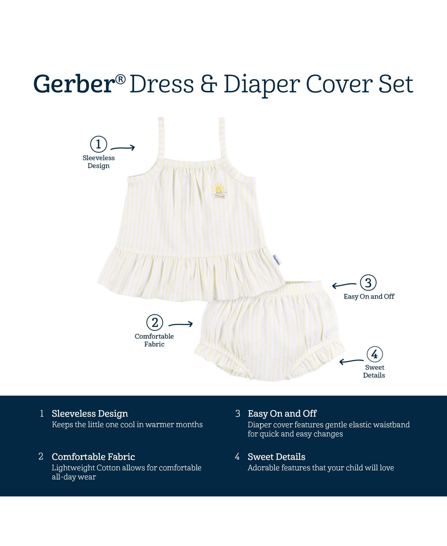 Baby Girls Dress and Diaper Cover Set, 2 Piece