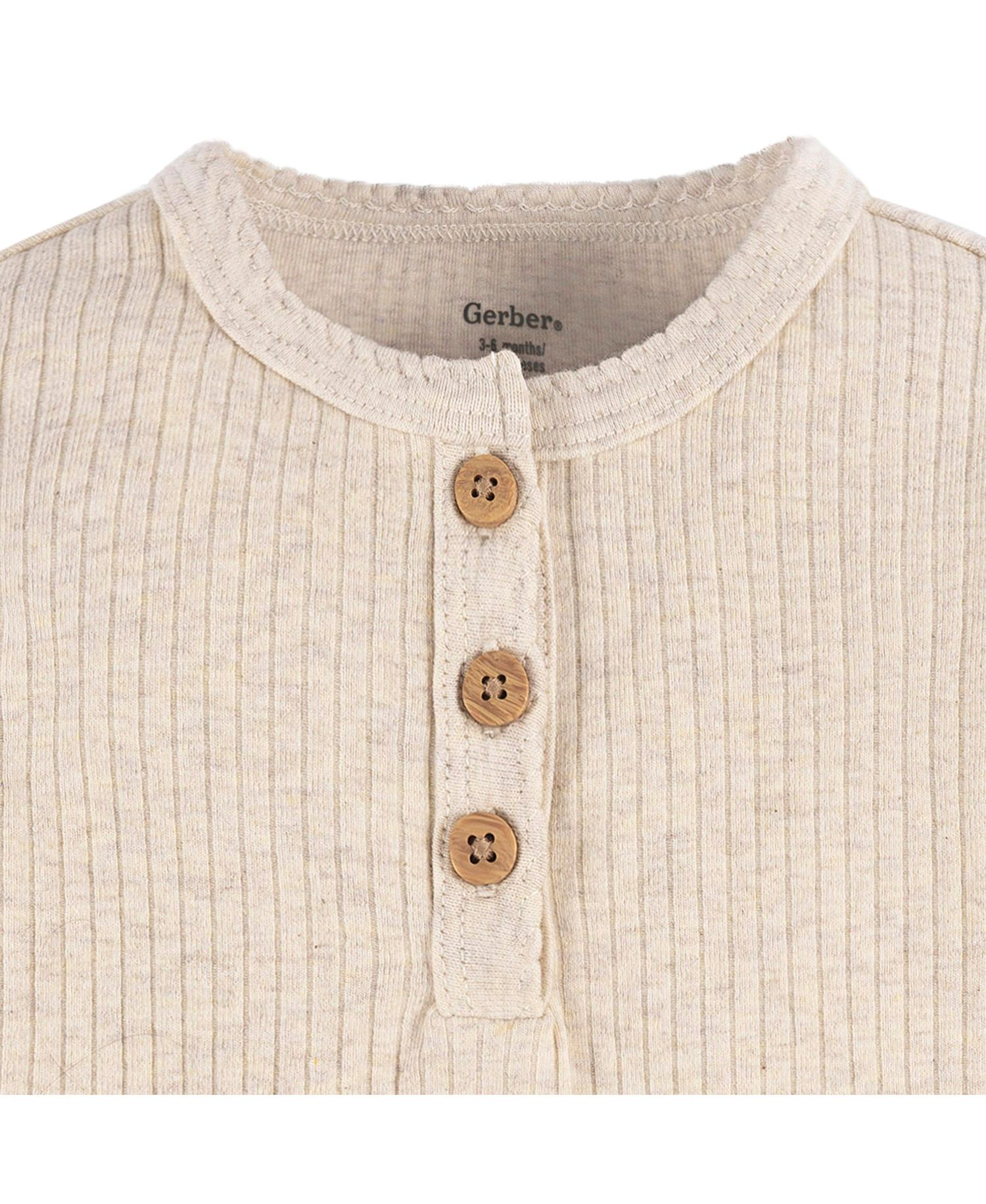 Baby Girls Henley Long Sleeve Bodysuits, 2-Pack