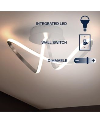Chantelle 19.5" 1-Light Modern Minimalist Aluminum Loop Integrated LED Semi Flush Mount