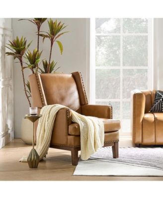 Regina Genuine Leather Arm Chair with Solid Wood Frame