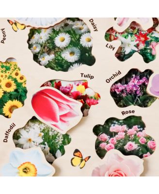 3X Set Montessori Wooden Puzzles for Toddlers 2-4 – Mushrooms Flowers Leaves