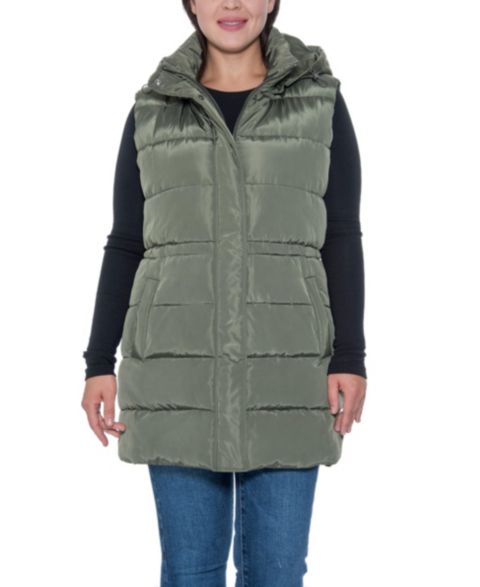 Женские жилеты Sebby Collection Plus Size Puffer Vest With Drawstring Waist