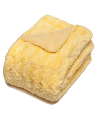 Premium Fuzzy Faux Fur Microfiber Polyester Reversible Throw Blanket, Throw