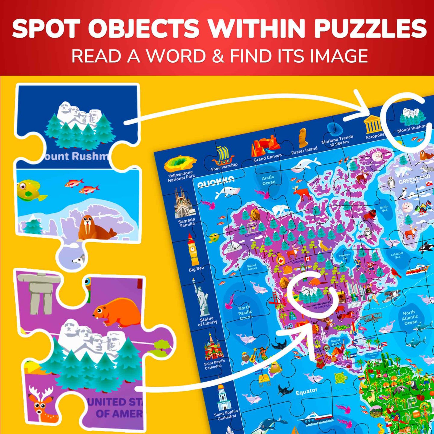 Детские игрушки Quokka Search and Find 100 Piece Puzzles, 3-Piece Set, Ages 4+ — фото 3
