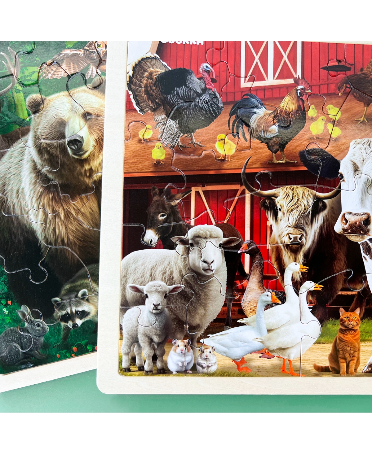 Quokka 4 x Wooden Toddler Realistic Montessori Puzzles Ages 3-5