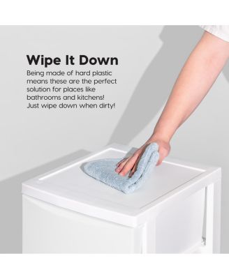 USA 4 Slim Drawer Storage, Organizer Unit for Bedroom, Closet, Kitchen, Bathroom, Laundry Room, Dorm, White Frame with Matte White Front Panels, Set of 1