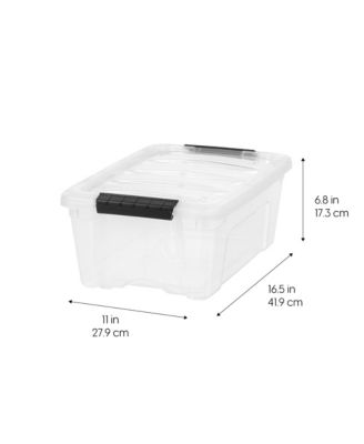 USA 13 Qt Stackable Plastic Storage Bins with Lids, 4 Pack - BPA-Free, Made in USA - Discreet Organizing Solution, Latches, Durable Nestable Containers, Secure Pull Handle - Pearl